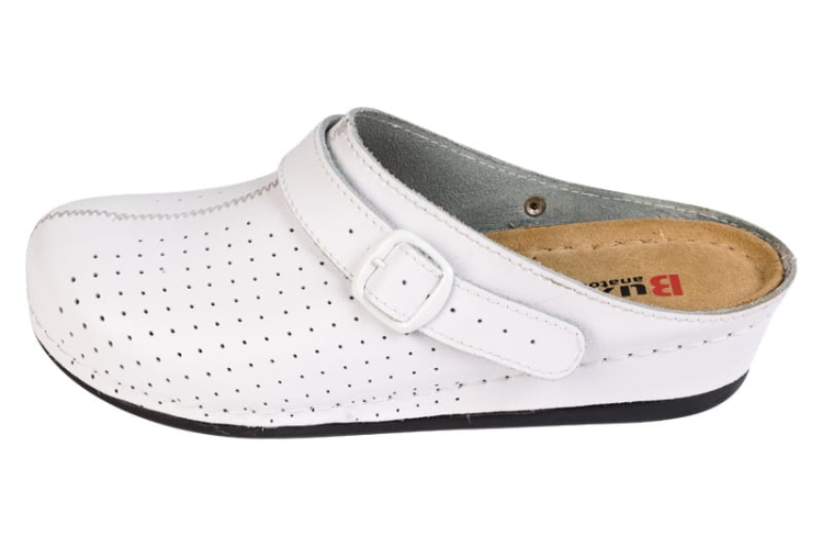 Anatomiczne klapki medyczne skórzane białe