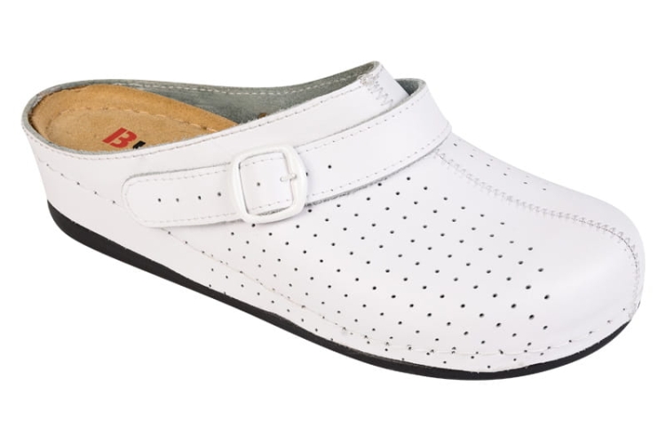 Klapki medyczne białe skórzane anatomiczne