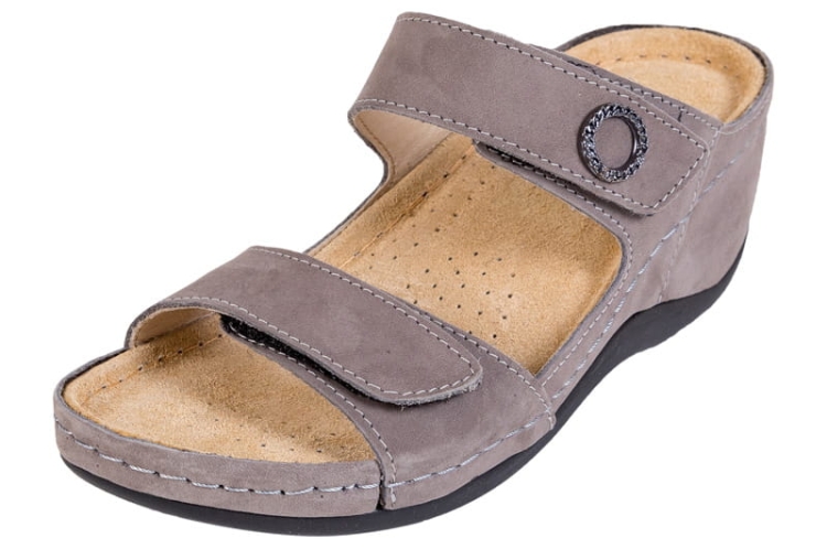 Skórzane klapki medyczne anatomiczne szare