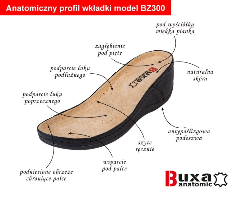 Szare skórzane klapki medyczne anatomiczne