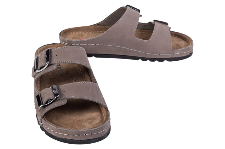 Klapki medyczne skórzane w odcieniu szarym