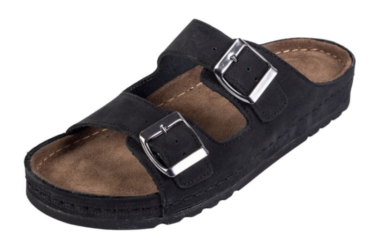 Skórzane klapki medyczne czarne z memory