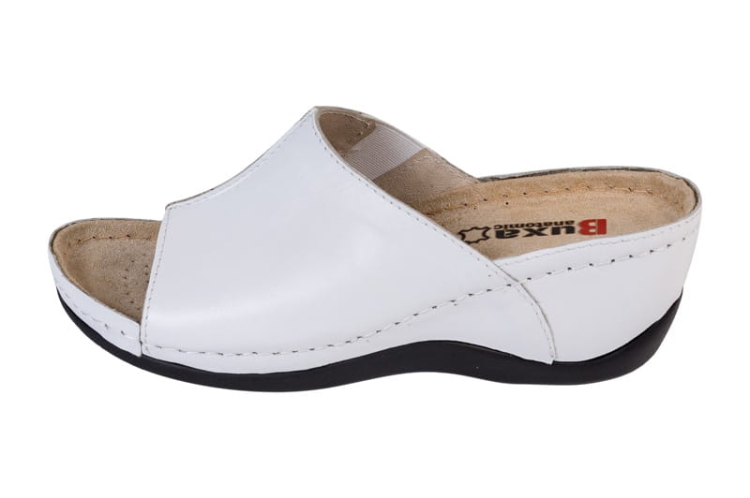 Skórzane klapki medyczne anatomiczne białe