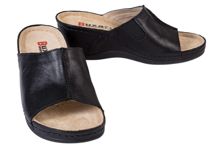 Czarne anatomiczne klapki medyczne skórzane