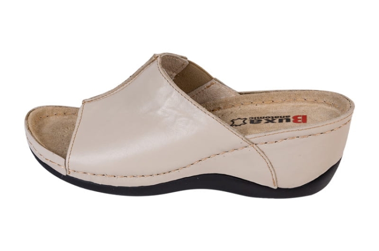 Skórzane klapki medyczne anatomiczne beżowe