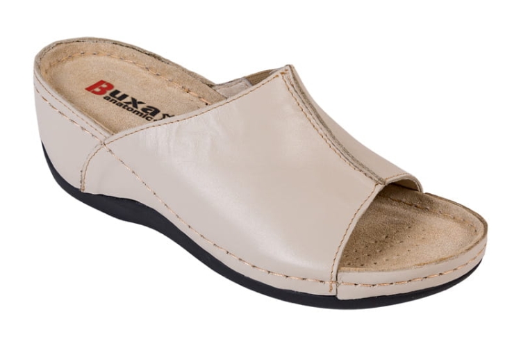 Klapki medyczne beżowe skórzane anatomiczne
