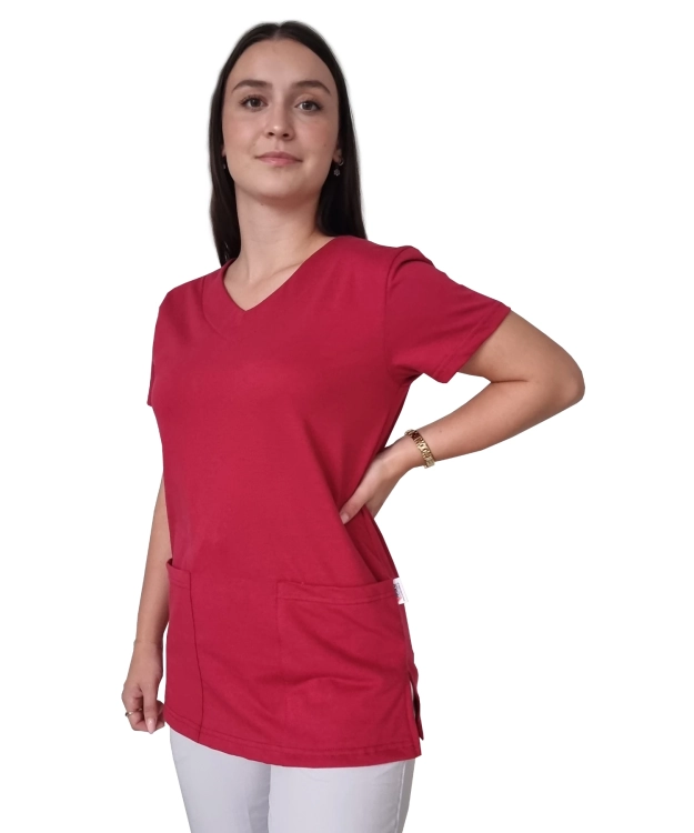 Bordowa bluza medyczna wykonana z bawełny elastycznej