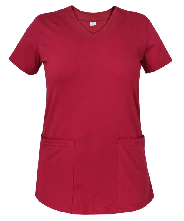 Elastyczna bawełna 100% w bordowej bluzie medycznej