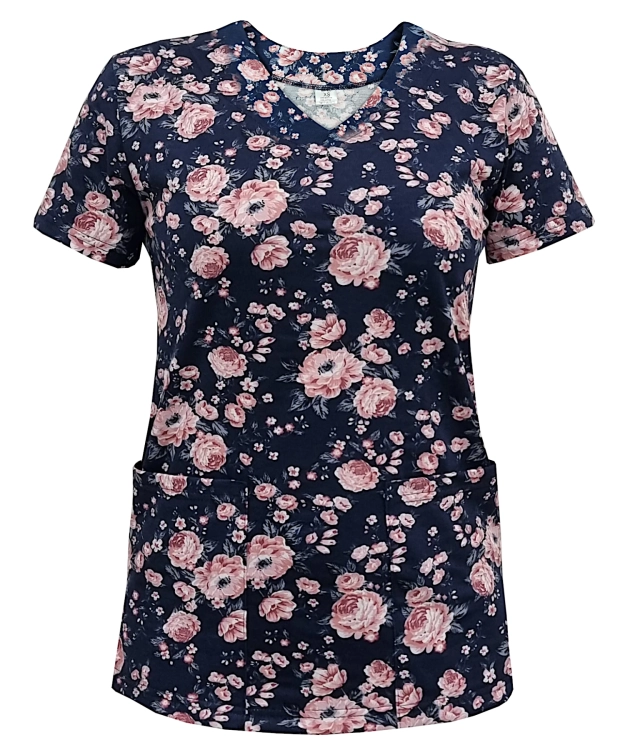 Wzór W10 na bluzie medycznej z elastycznej bawełny