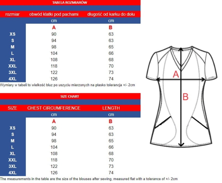 Bluza medyczna z elastycznej bawełny w kolorze bordowym