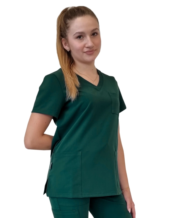 Damska bluza medyczna w kolorze zielona butelka