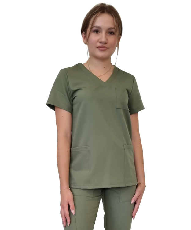 Damska bluza medyczna w kolorze oliwkowym