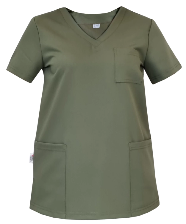 Damski komplet medyczny oliwkowy – scrubs CASUAL PREMIUM