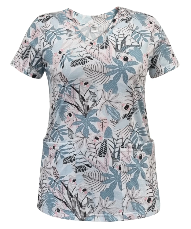 Kolorowe wzory w komplecie medycznym damskim