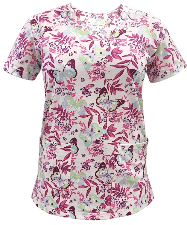 Kolorowe wzory w komplecie medycznym damskim