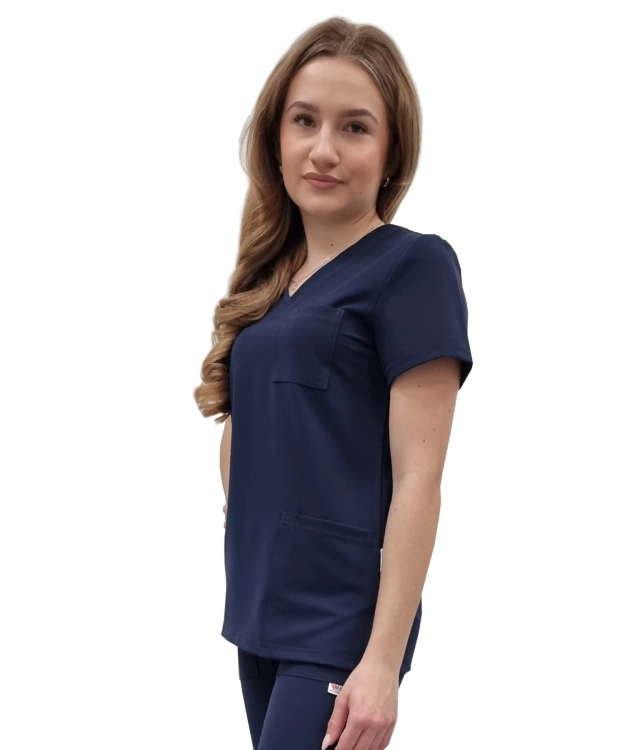 Bluza medyczna damska Casual Premium w kolorze ciemnym granacie