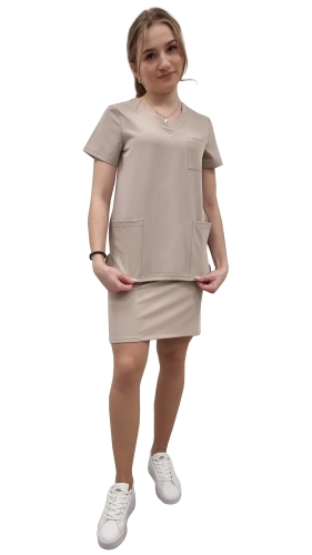 Komplet medyczny beżowy casual premium