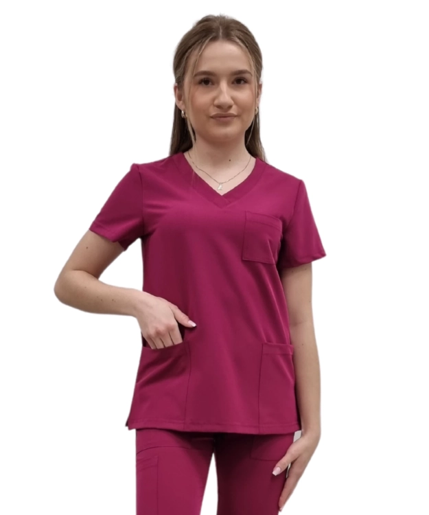 Bluza medyczna Casual Premium w kolorze wiśniowym