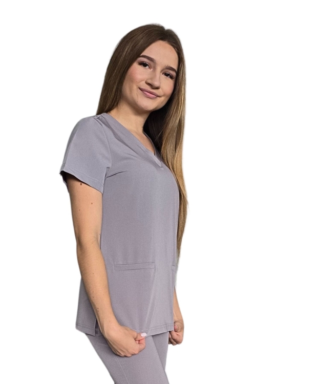 Bluza medyczna damska Casual Premium w kolorze ciemnym szarym