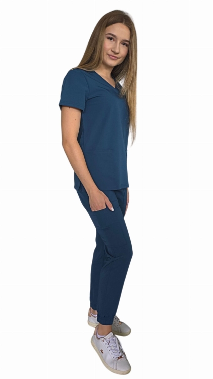 Morski komplet medyczny damski – scrubs CASUAL PREMIUM