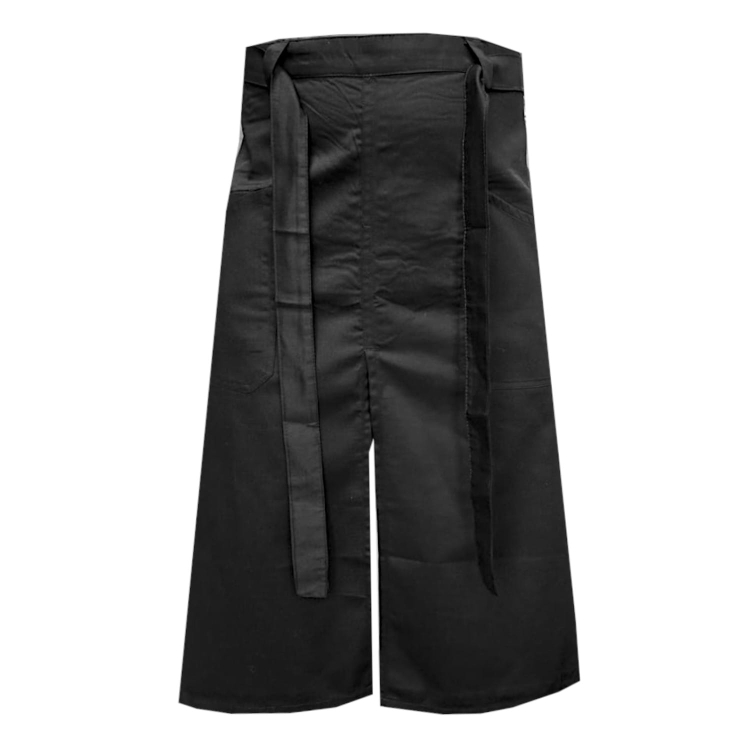 Czarna zapaska kelnerska 86 cm z rozcięciem długa