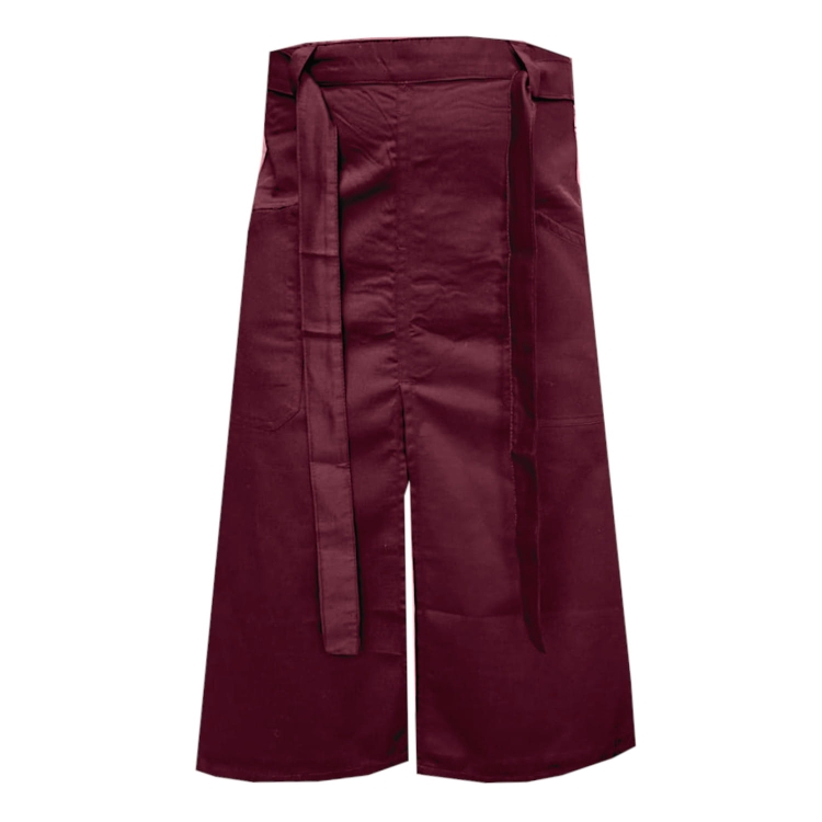 Bordowa zapaska kelnerska 86 cm z rozcięciem długa