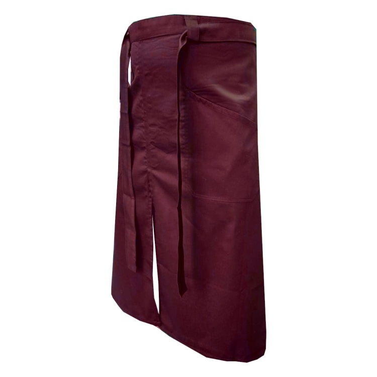 Zapaska kelnerska długa 86 cm bordowa z rozcięciem