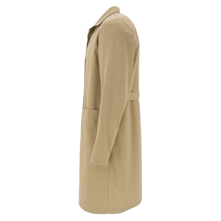 Fartuch na guziki damski w beżowym kolorze laboratoryjnym