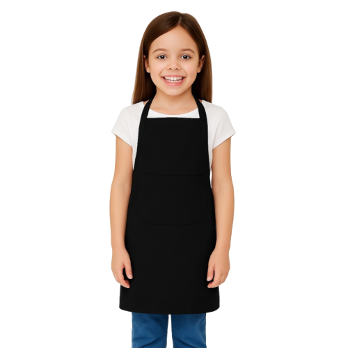 Dziecięcy fartuch kuchenny z kieszenią w kolorze czarnym