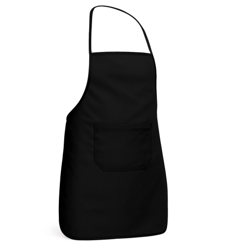 Czarny fartuch kuchenny dziecięcy z praktyczną kieszenią