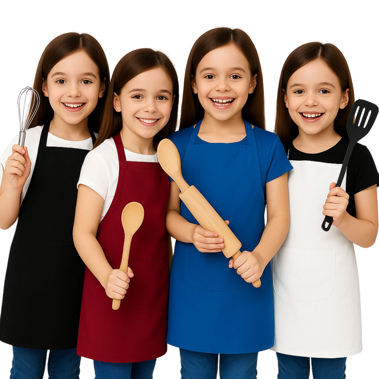 Wygodny fartuch kuchenny dziecięcy z kieszenią w czerwonym