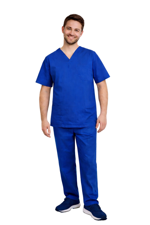 Pantalons médicaux CLINIC pour hommes en bleu roi.