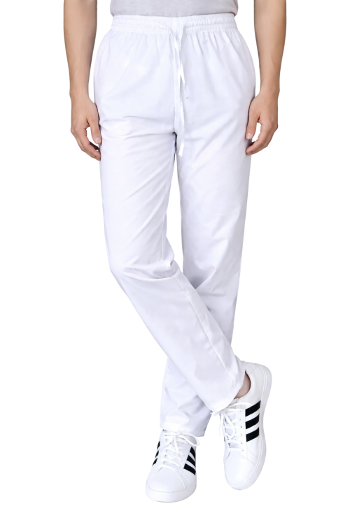 Białe spodnie medyczne męskie, wygodne i funkcjonalne