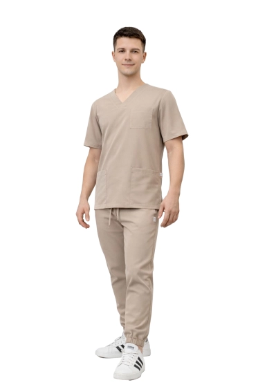 Ensemble médical pour homme Stretch - scrubs beige