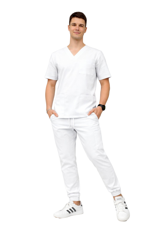 Komplet męski medyczny Cherokee Stretch biały.png