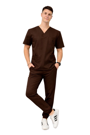 Ensemble médical pour homme Stretch - scrubs chocolat