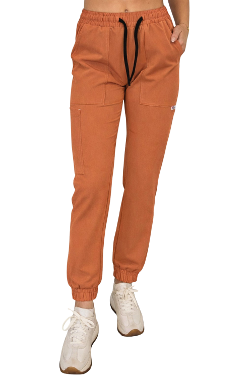 Carmelowe  joggery medyczne Casual Premium