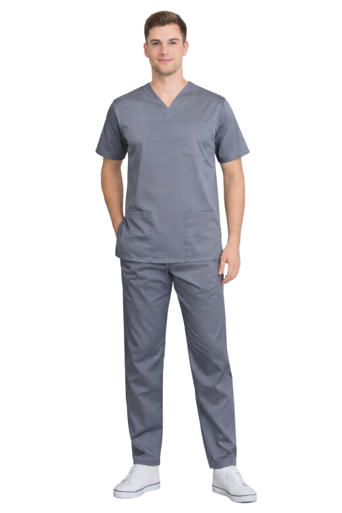 Komplet medyczny męski szary elastyczny