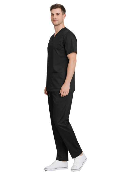 Czarny elastyczny komplet medyczny męski
