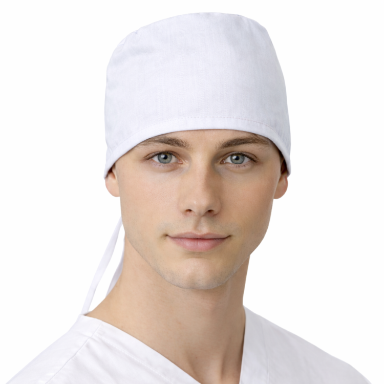 Czepek medyczny biały 100% bawełna unisex przód.png