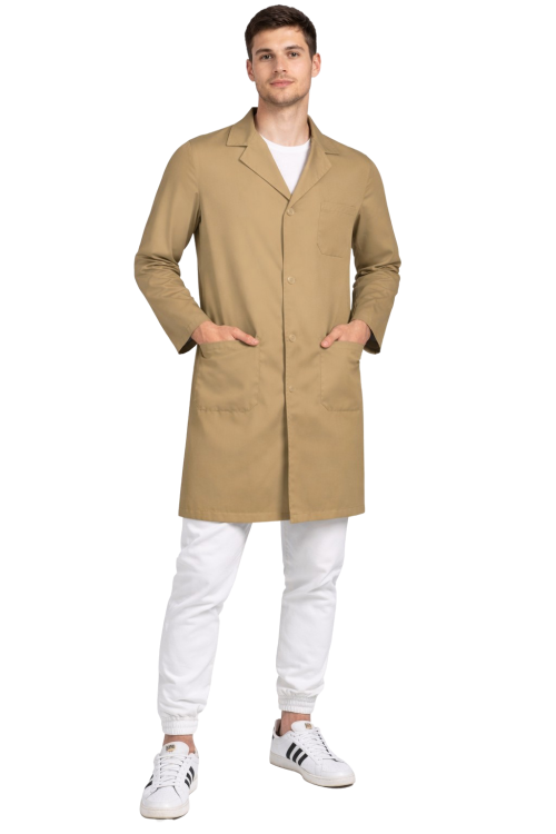 Fartuch laboratoryjny męski w kolorze beżowym