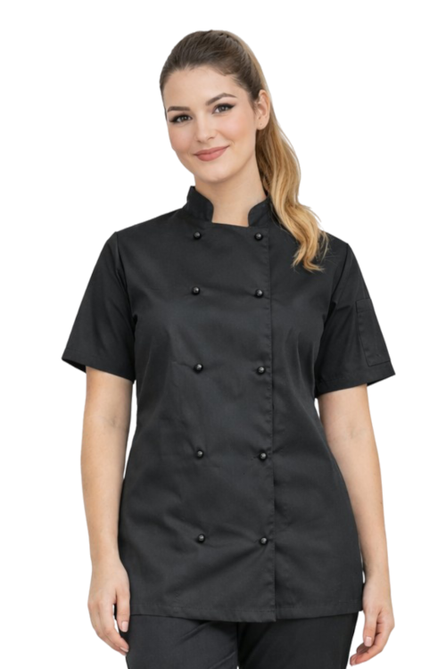Bluza kucharska damska czarna z krótkim rękawem