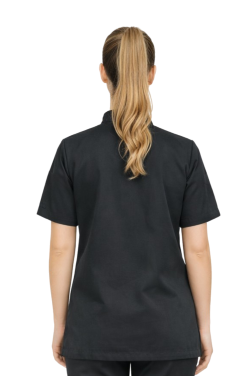 Czarna bluza kucharska damska, kitel gastronomiczny