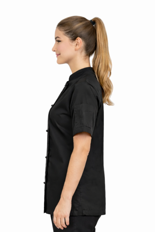 Damska bluza kucharska czarna, krótki rękaw