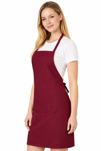Fartuszek kuchenny gastronomiczny z kieszenienią bordowy prawy bok.png
