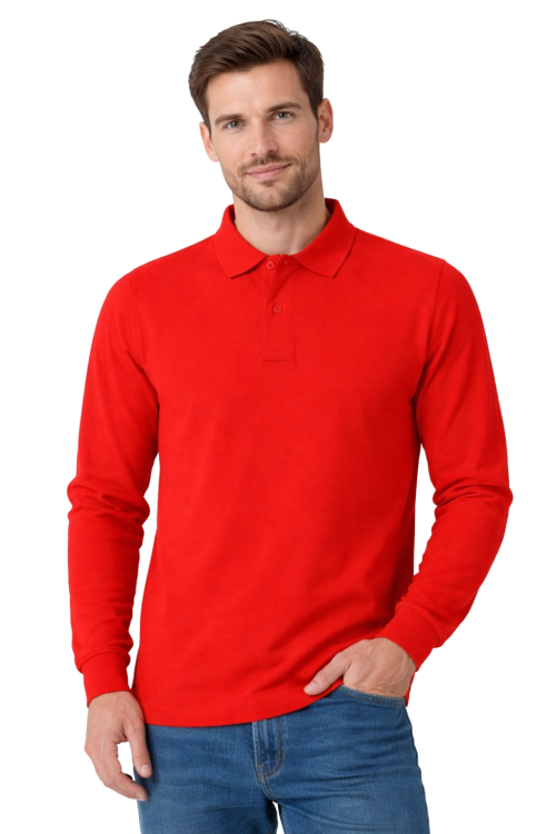 Koszulka polo męska z długim rekawem czerwona.png