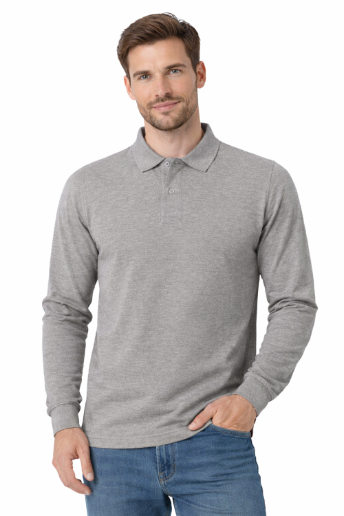 Koszulka polo męska z długim rekawem szara.png