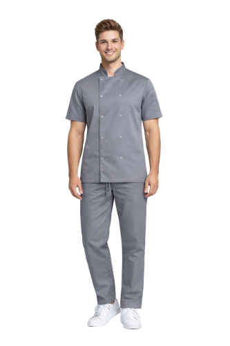 Uniform dla kucharza – elastyczny zestaw gastronomiczny w kolorze szarym