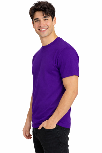 T-shirt męski z krótkim rękawem gramatura 190g purpurowy widok z boku.png