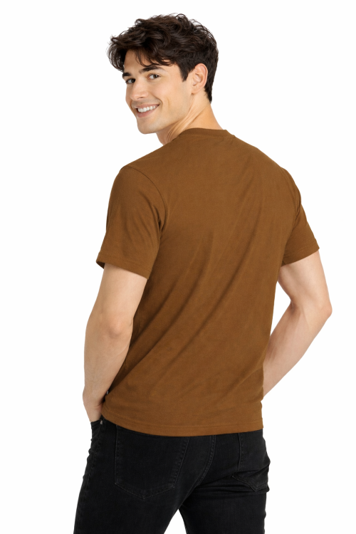 T-shirt męski z krótkim rękawem gramatura 190g brązowy widok z tyłu.png